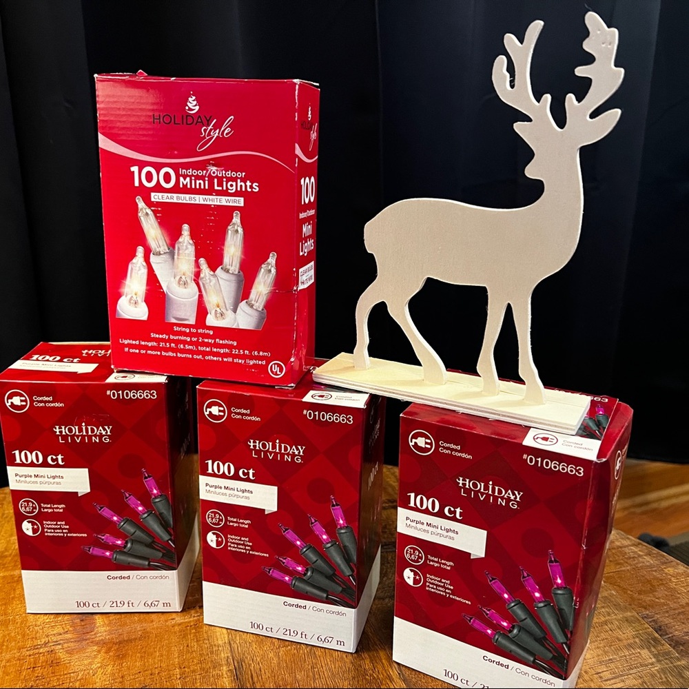 Christmas lights purple and white NIB